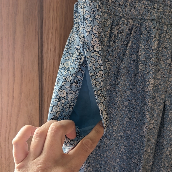 J. Crew Sleeveless Blue Floral Shirred-Waist Midi Dress - Picture 6 of 8